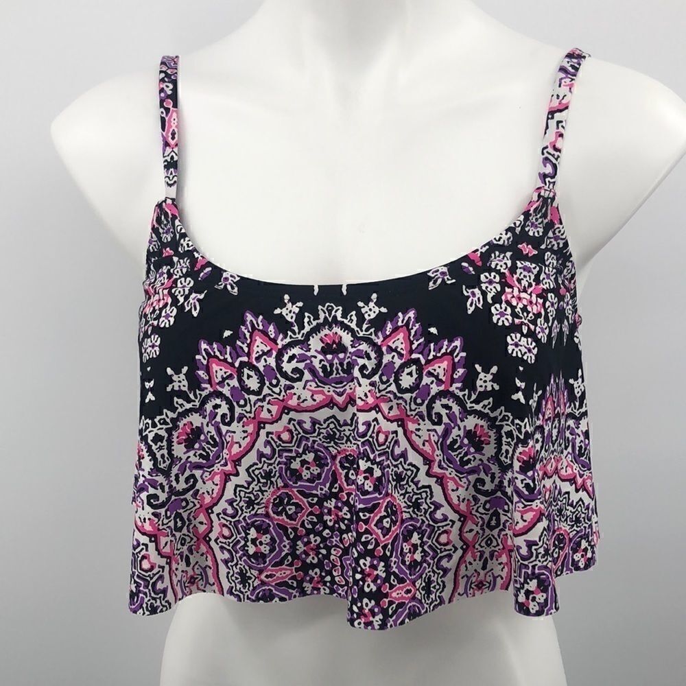 Kenneth Cole black pink mandala print bikini top swimwear